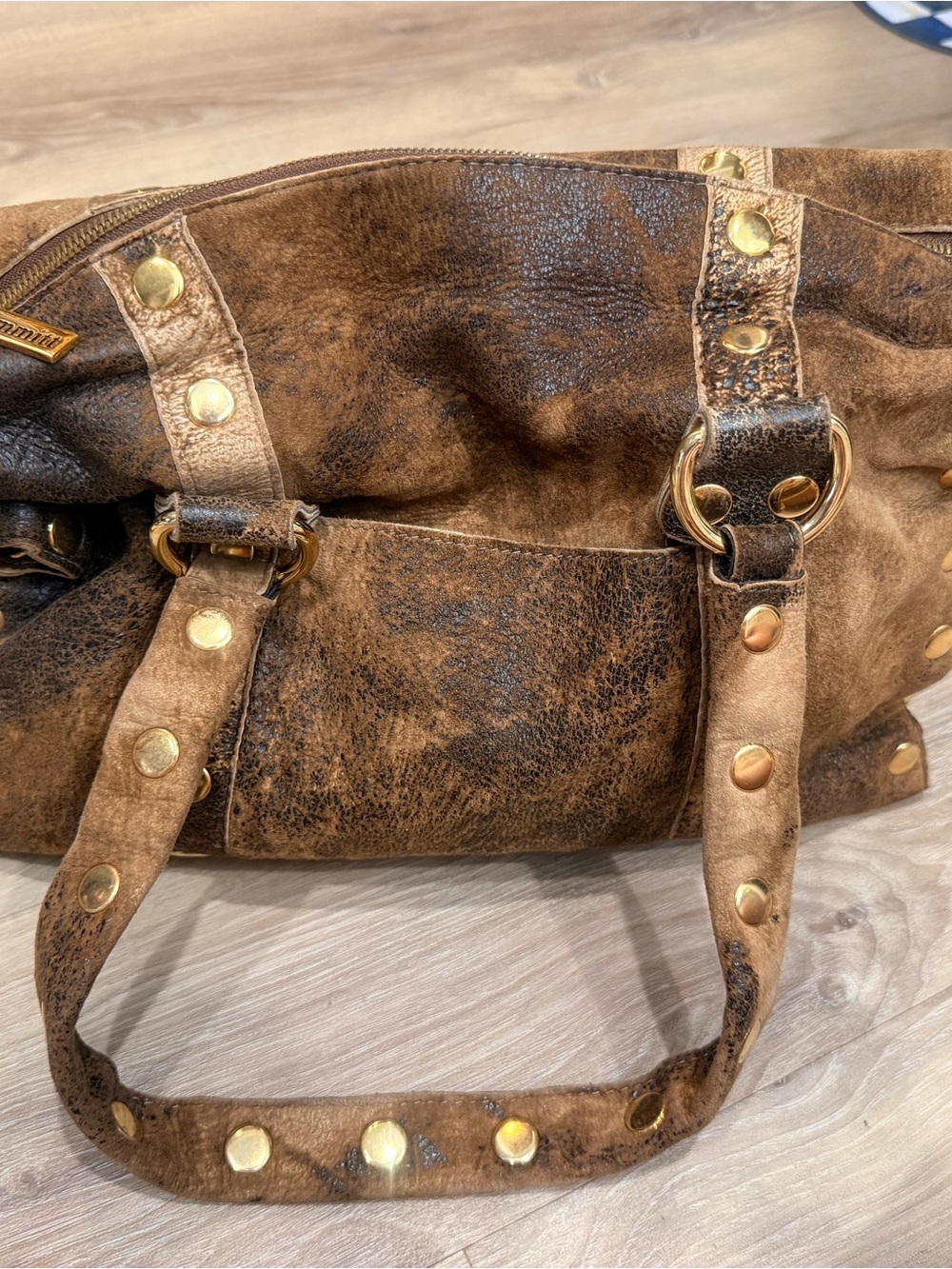 HAMMITT-FETS Retired-Studded distressed Brown Leather bag
